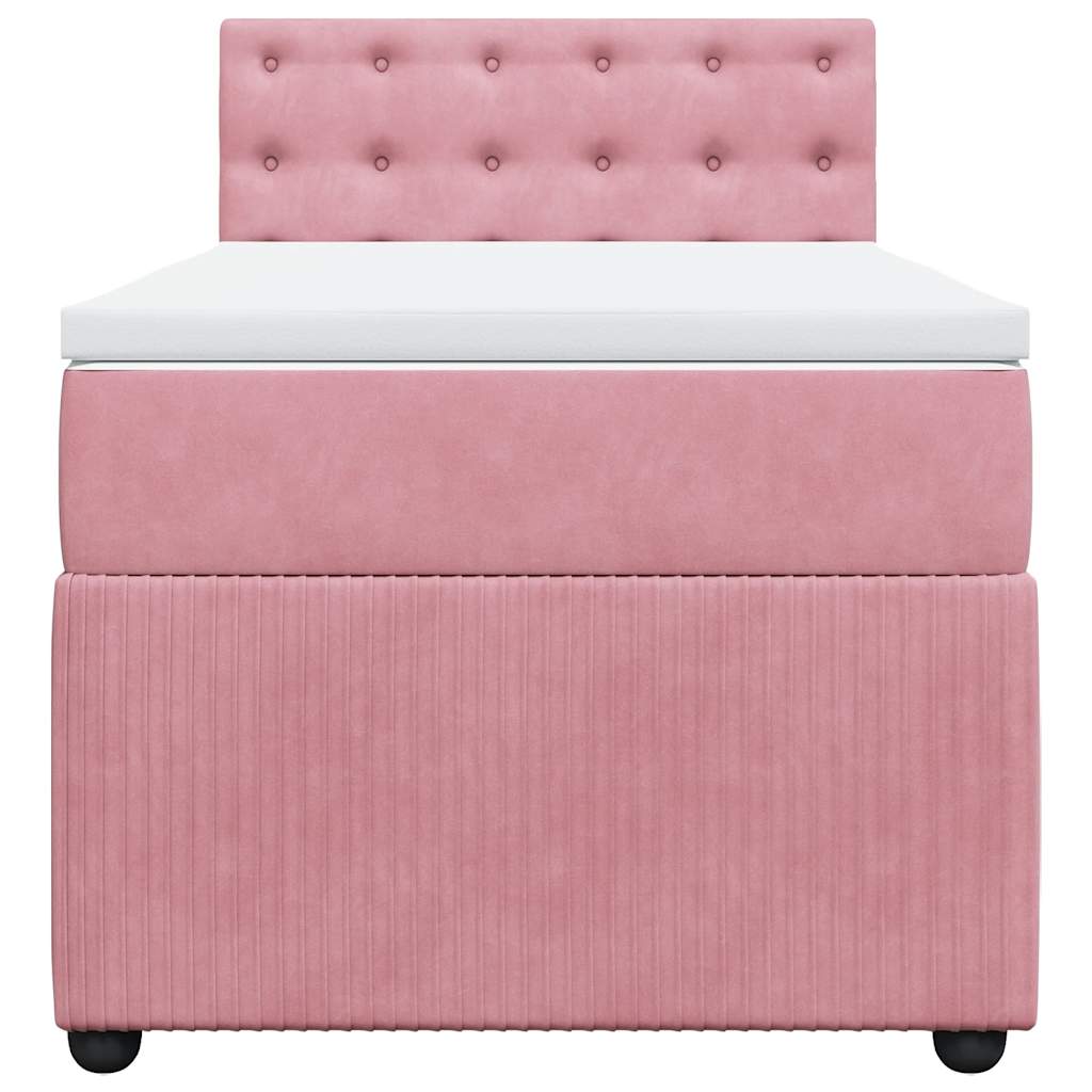 Box spring krevet s madracem ružičasti 90x200 cm baršunasti