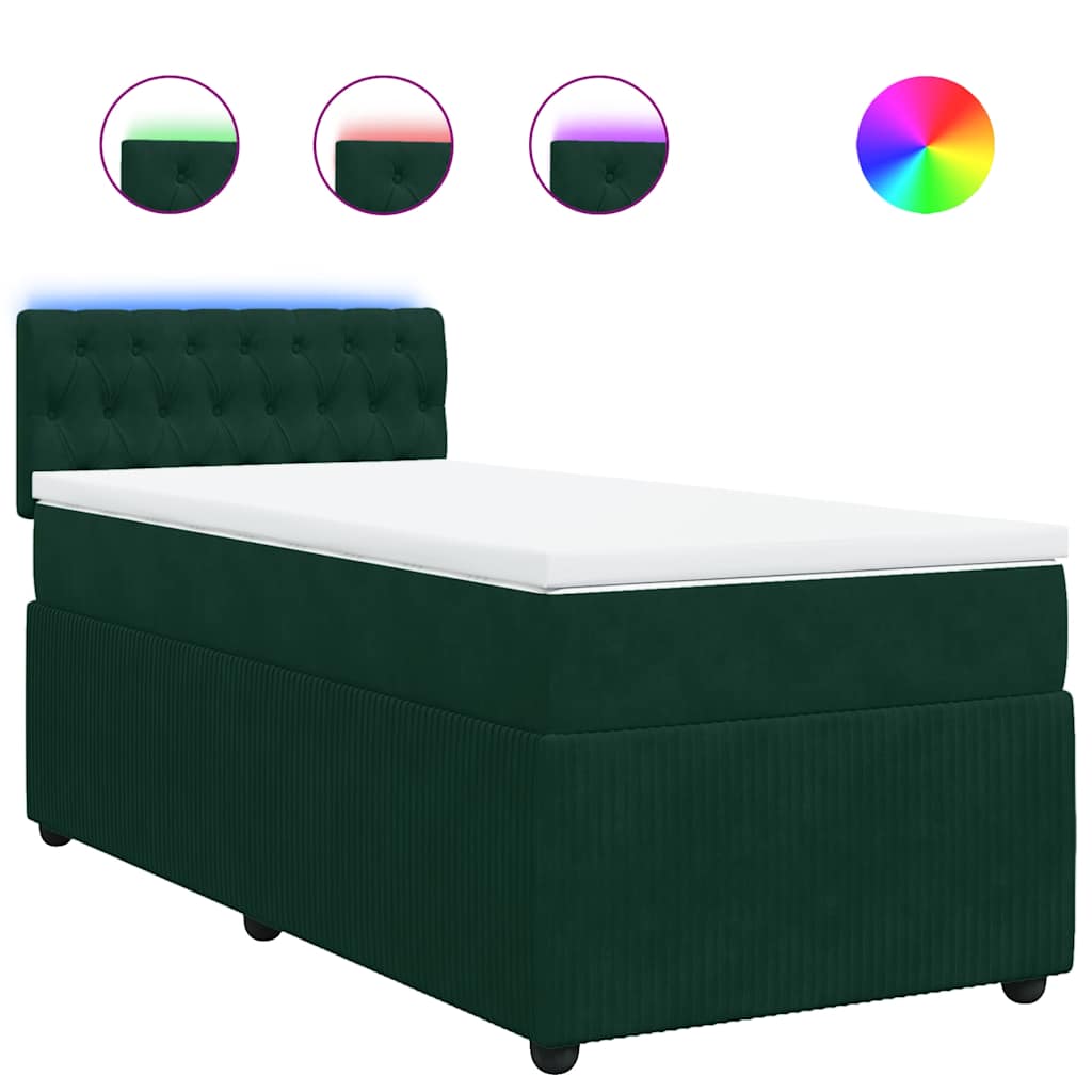 Box spring krevet s madracem tamnozeleni 90x200 cm baršunasti