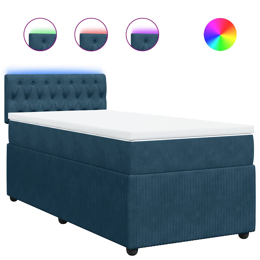 Box spring krevet s madracem plavi 90x200 cm baršunasti