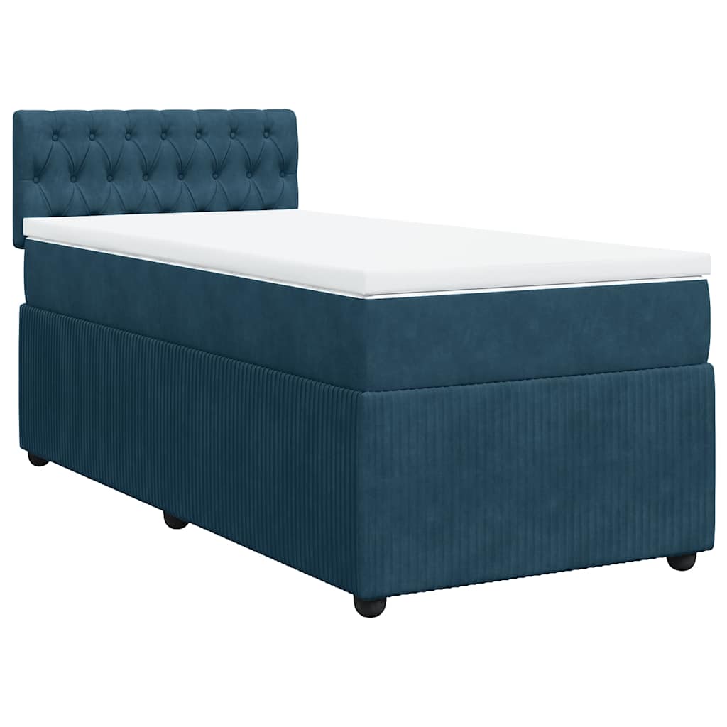 Box spring krevet s madracem plavi 90x200 cm baršunasti