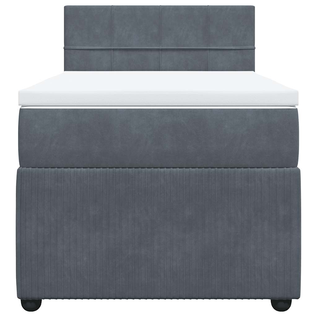 Box spring krevet s madracem tamnosivi 90x200 cm baršunasti