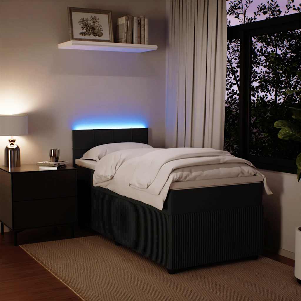 Box spring krevet s madracem crni 90x200 cm baršunasti