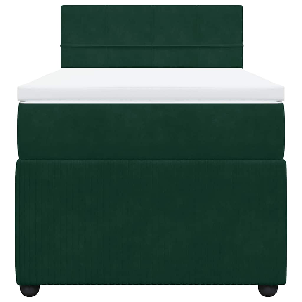 Box spring krevet s madracem tamnozeleni 90x200 cm baršunasti