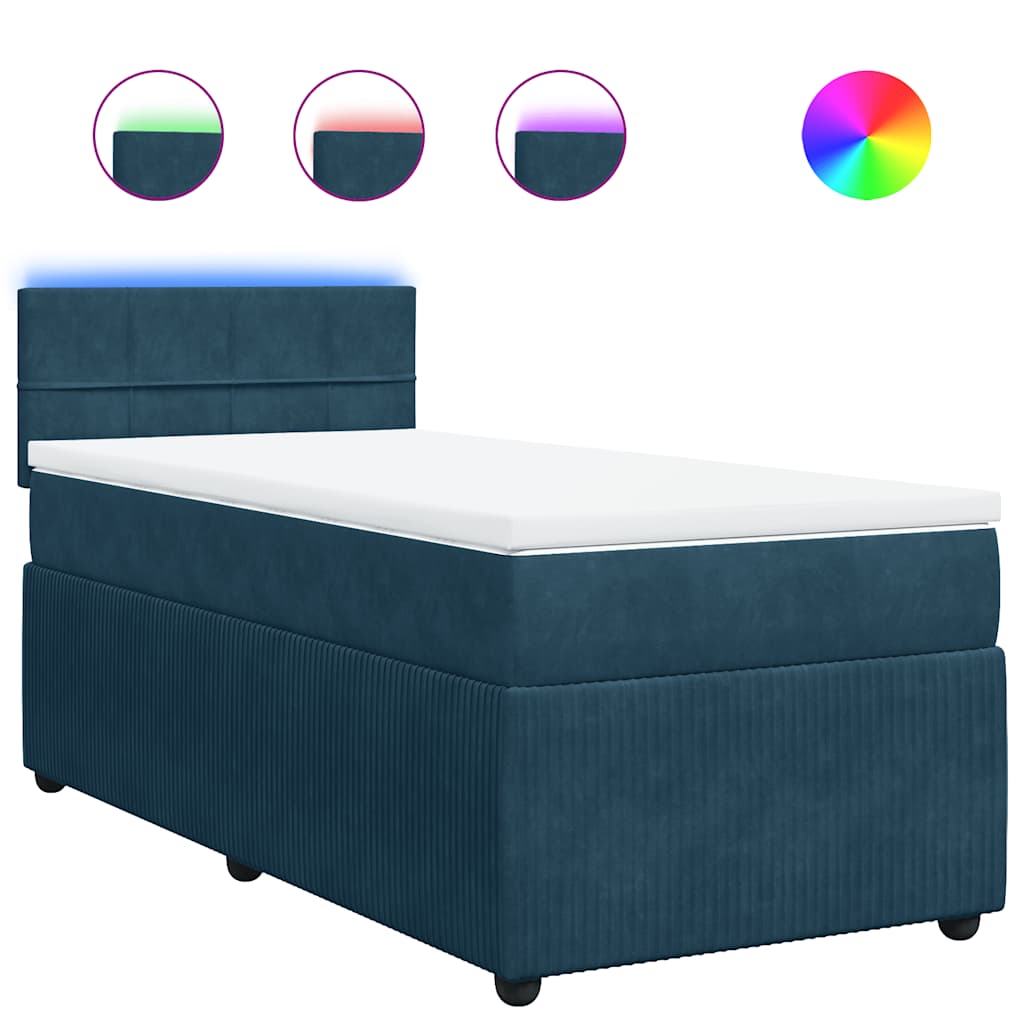 Box spring krevet s madracem plavi 90x200 cm baršunasti