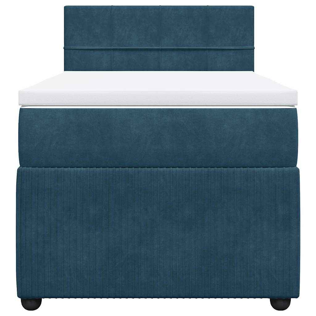 Box spring krevet s madracem plavi 90x200 cm baršunasti