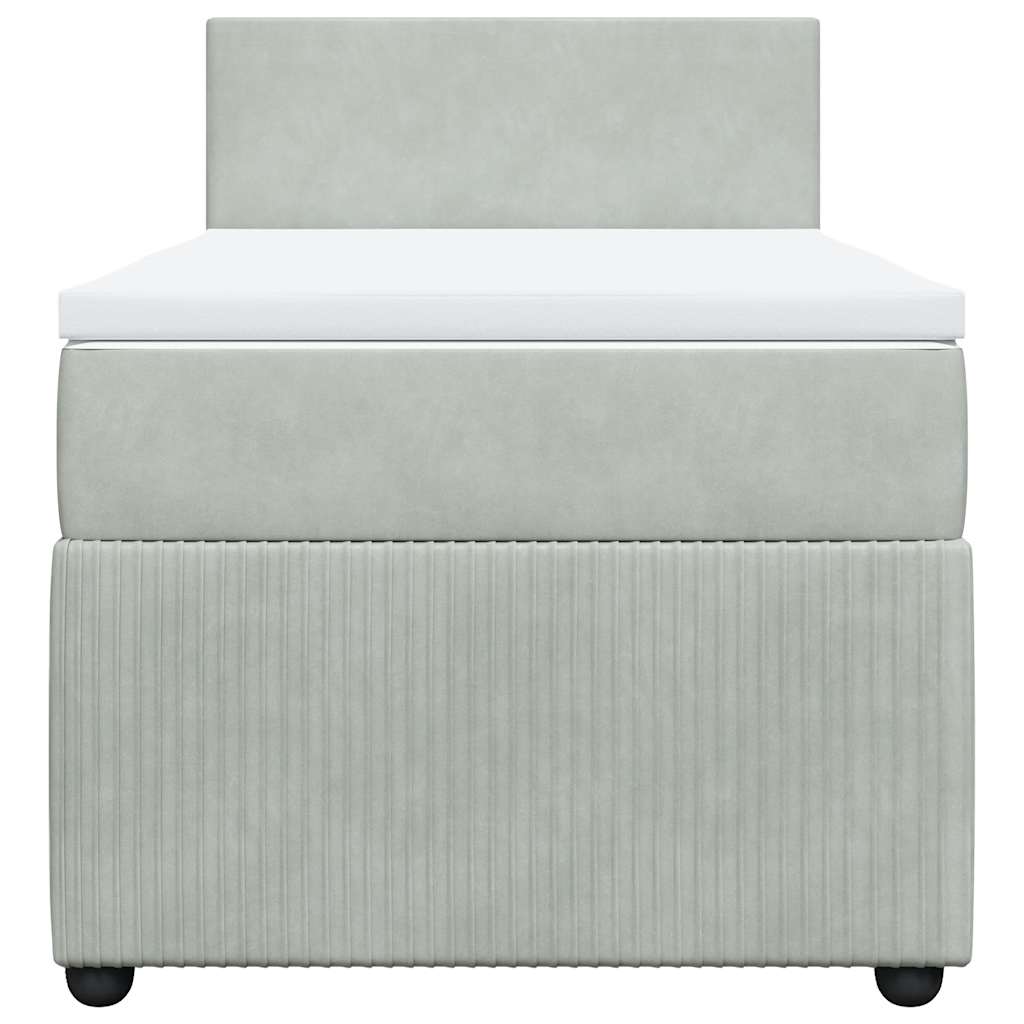 Box spring krevet s madracem svjetlosivi 100x200 cm baršunasti