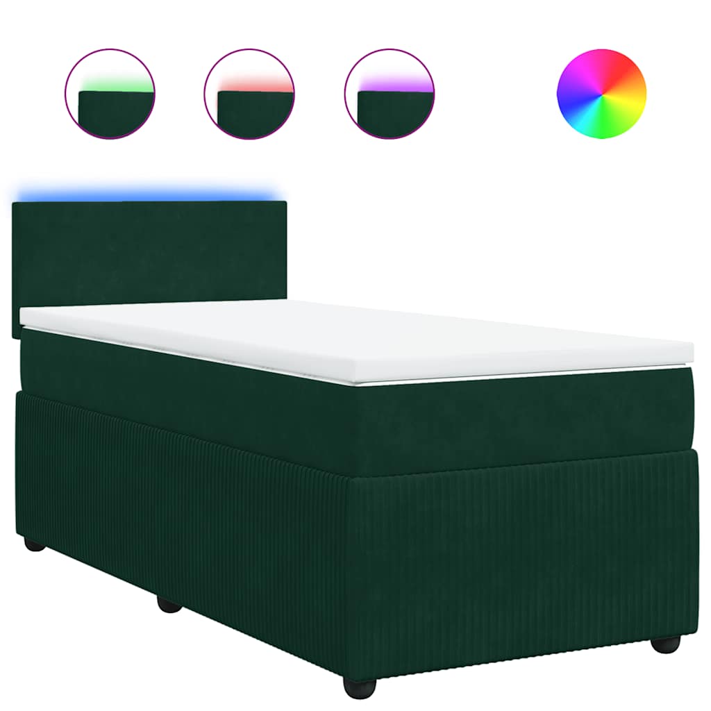 Box spring krevet s madracem tamnozeleni 100x200 cm baršunasti