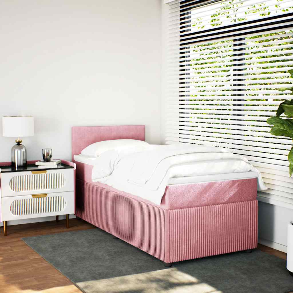 Box spring krevet s madracem ružičasti 100x200 cm baršunasti