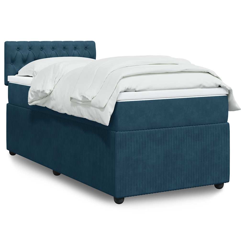 Box spring krevet s madracem plavi 100x200 cm baršunasti