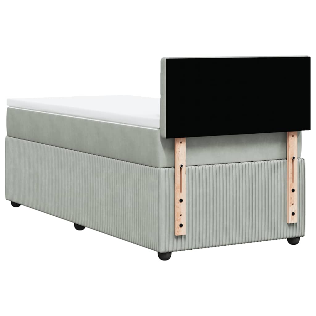 Box spring krevet s madracem svjetlosivi 100x200 cm baršunasti