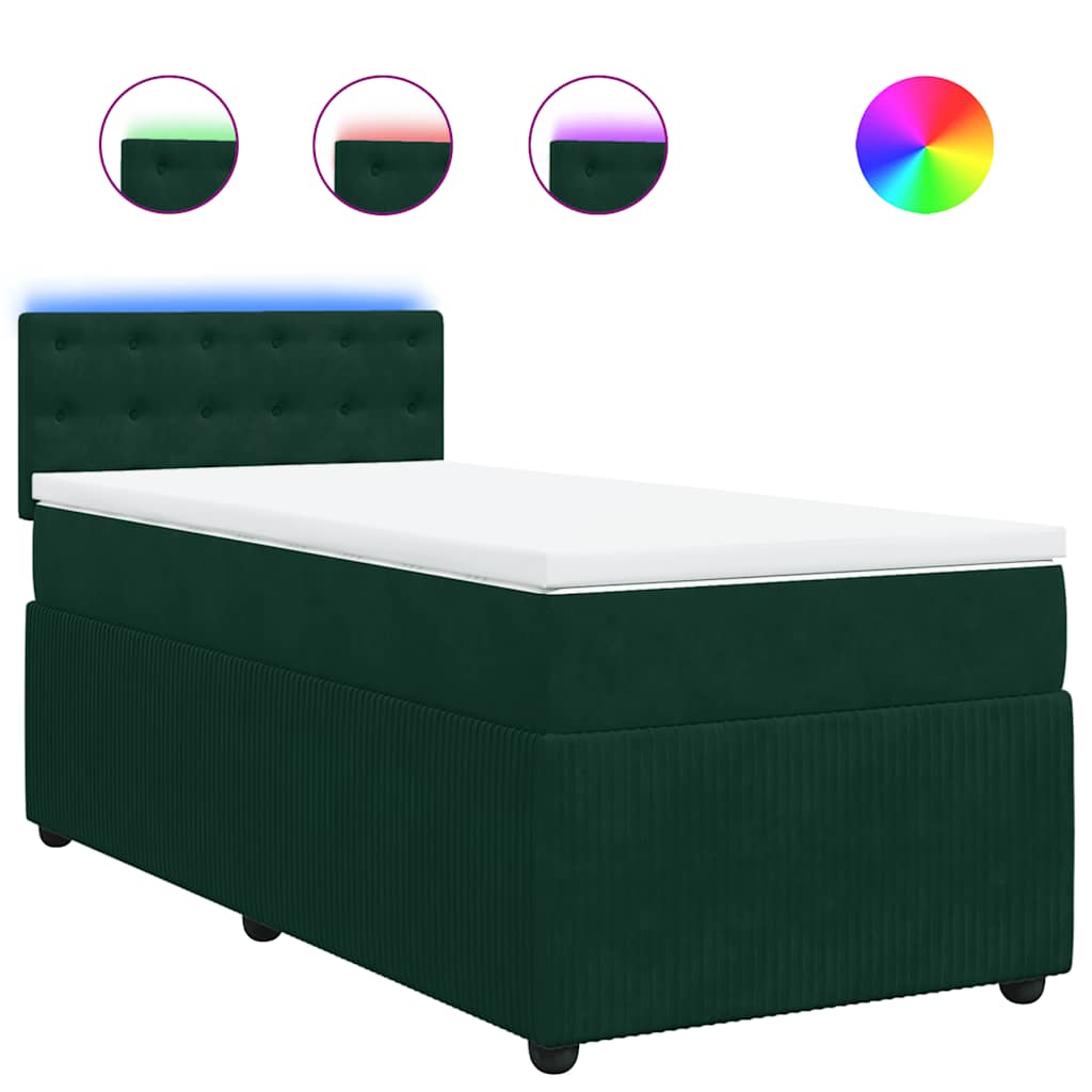 Box spring krevet s madracem tamnozeleni 100x200 cm baršunasti