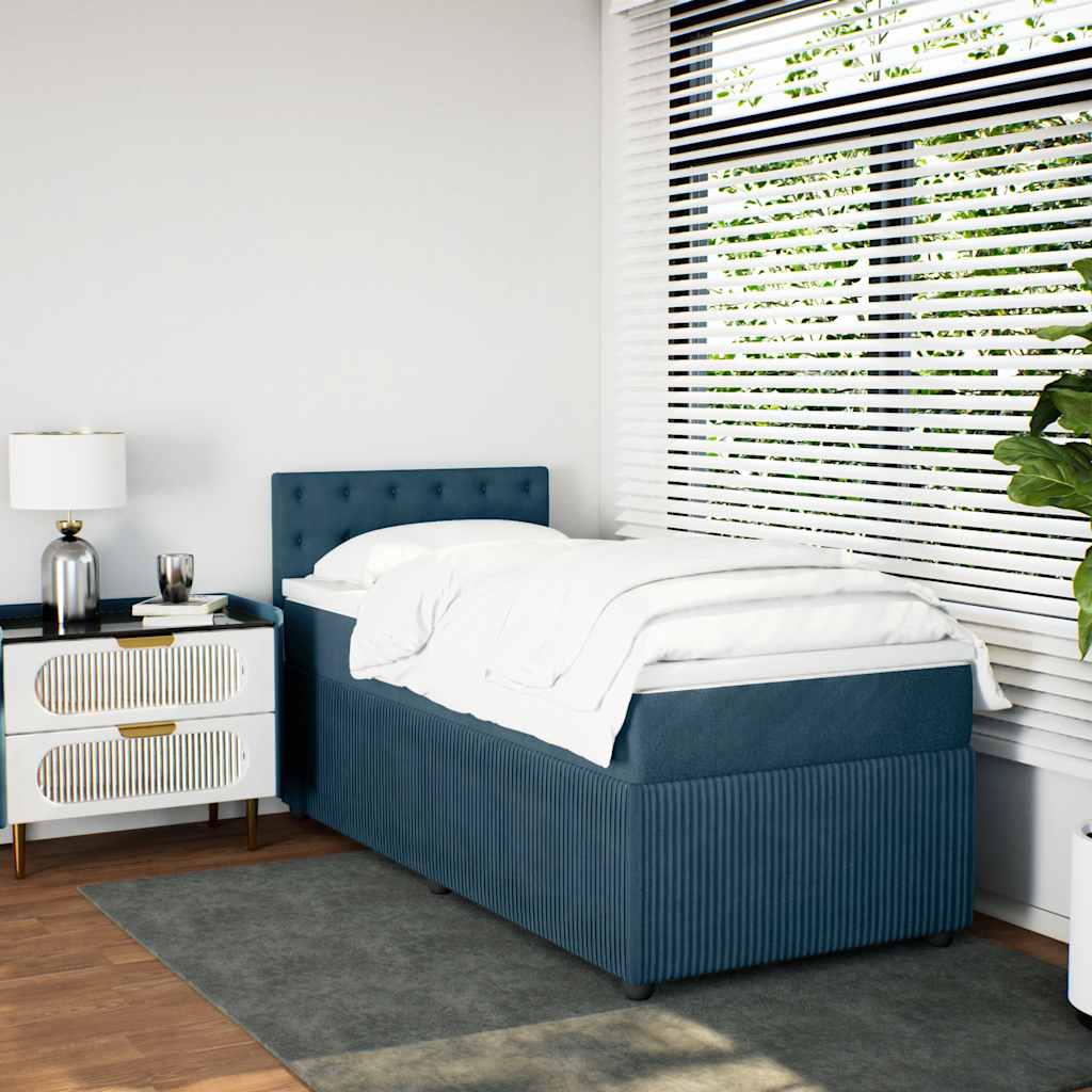 Box spring krevet s madracem plavi 100x200 cm baršunasti
