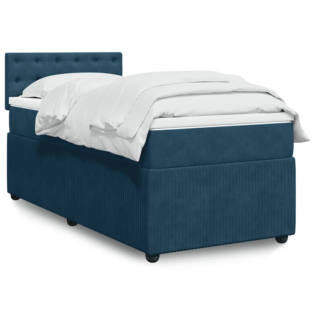 Box spring krevet s madracem plavi 100x200 cm baršunasti