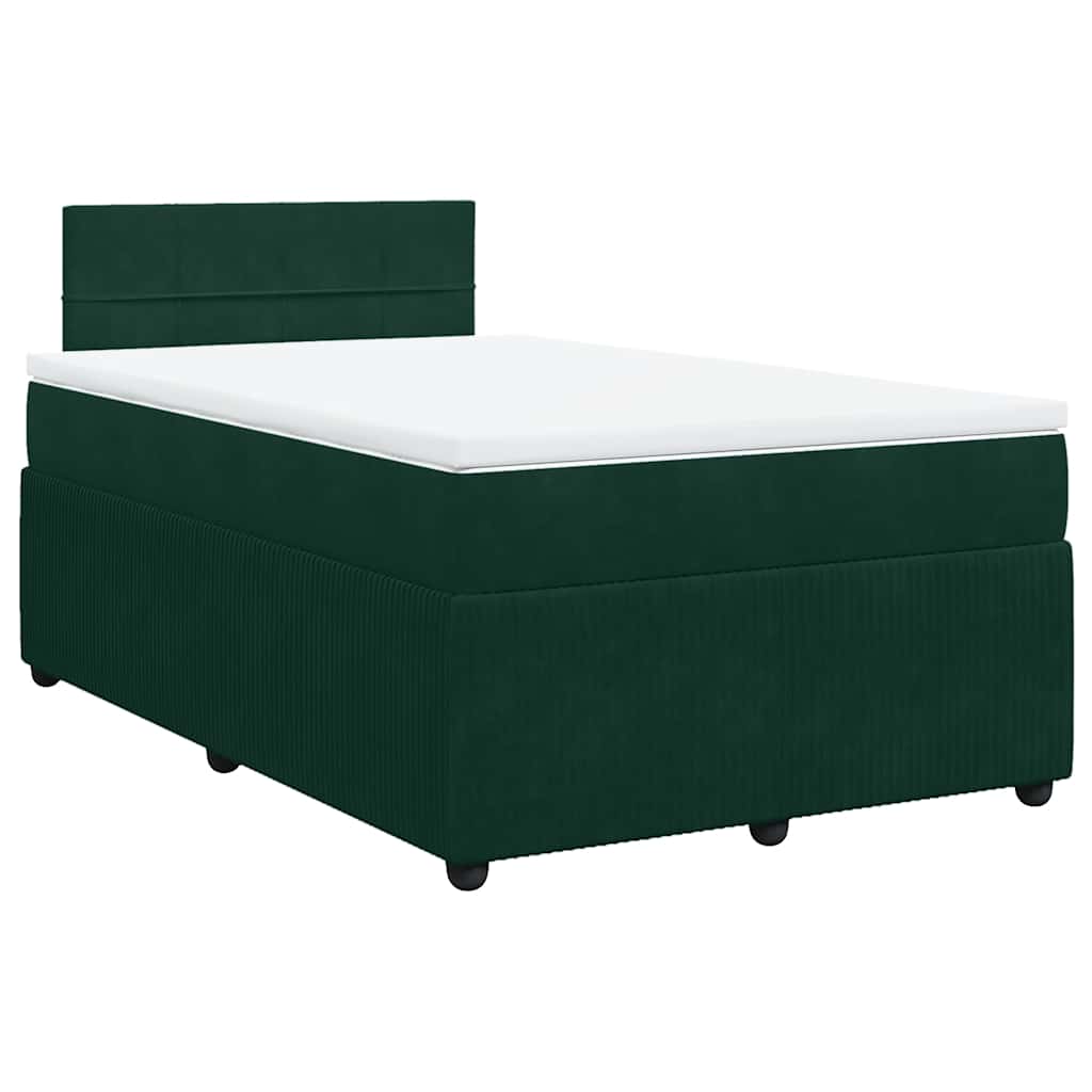 Krevet box spring s madracem tamnozeleni 120x190 cm baršunasti