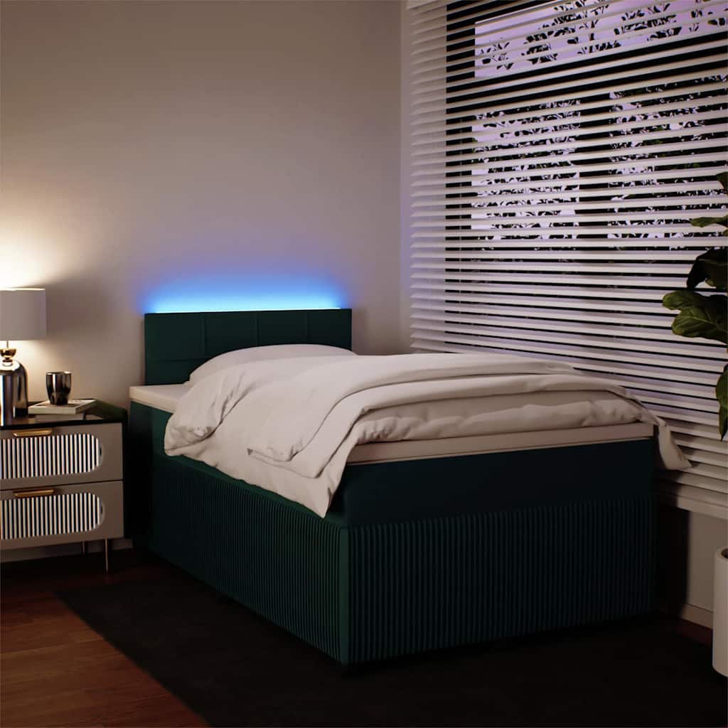 Krevet box spring s madracem tamnozeleni 120x190 cm baršunasti