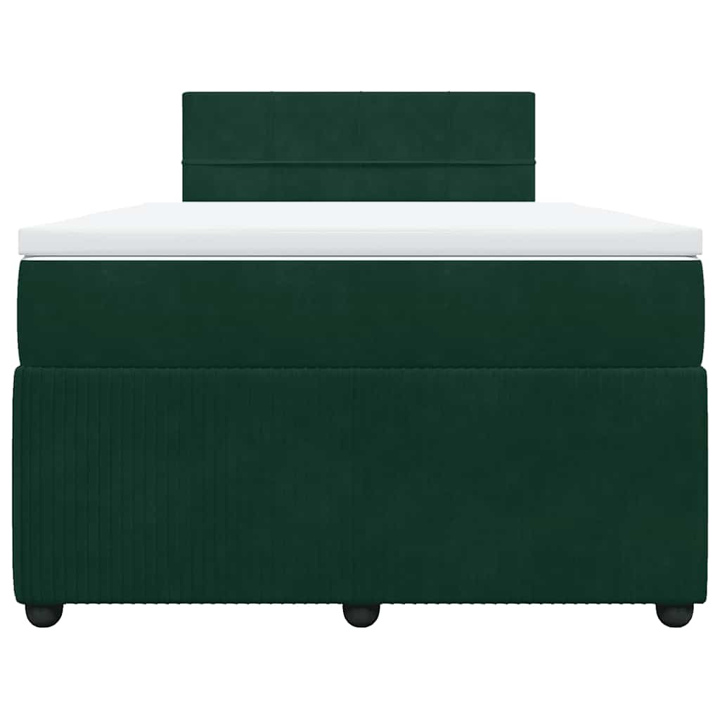 Krevet box spring s madracem tamnozeleni 120x190 cm baršunasti