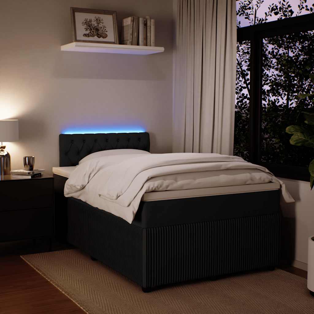 Krevet box spring s madracem crni 120 x 190 cm baršunasti