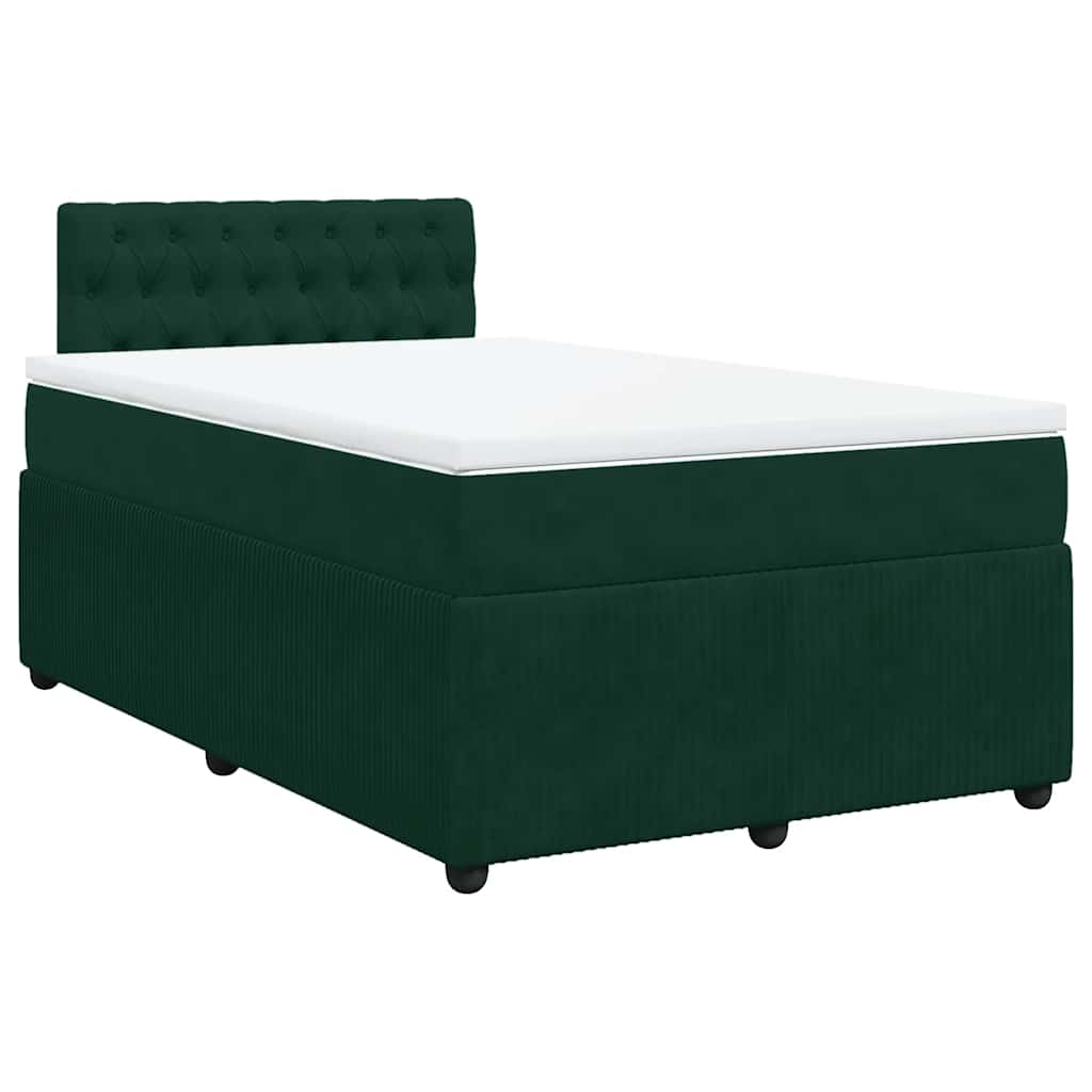 Krevet box spring s madracem tamnozeleni 120x190 cm baršunasti