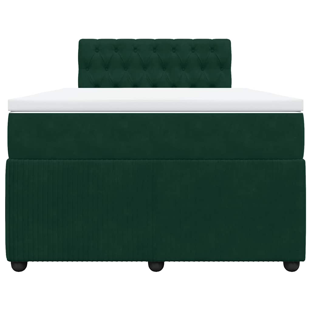 Krevet box spring s madracem tamnozeleni 120x190 cm baršunasti