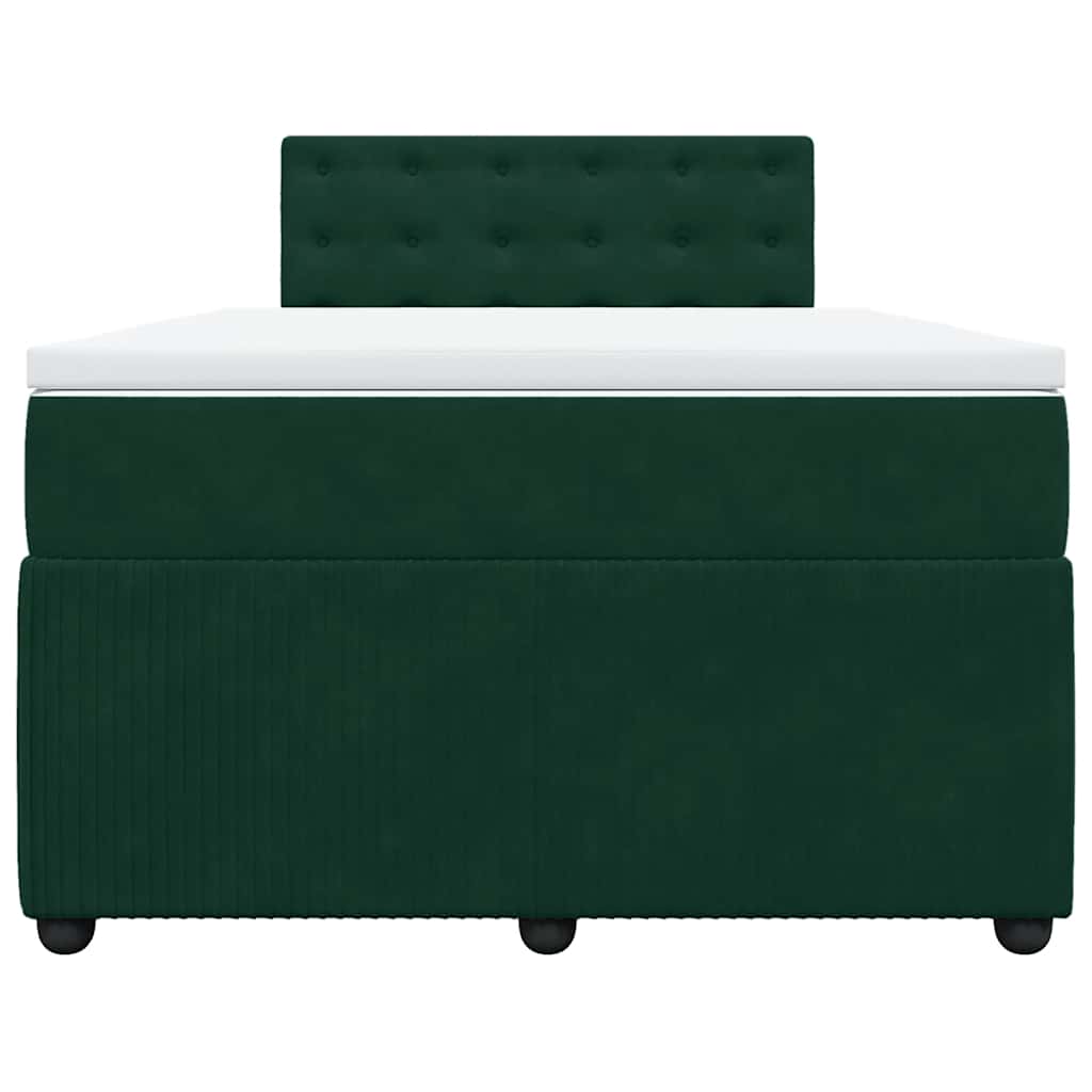 Krevet box spring s madracem tamnozeleni 120x190 cm baršunasti