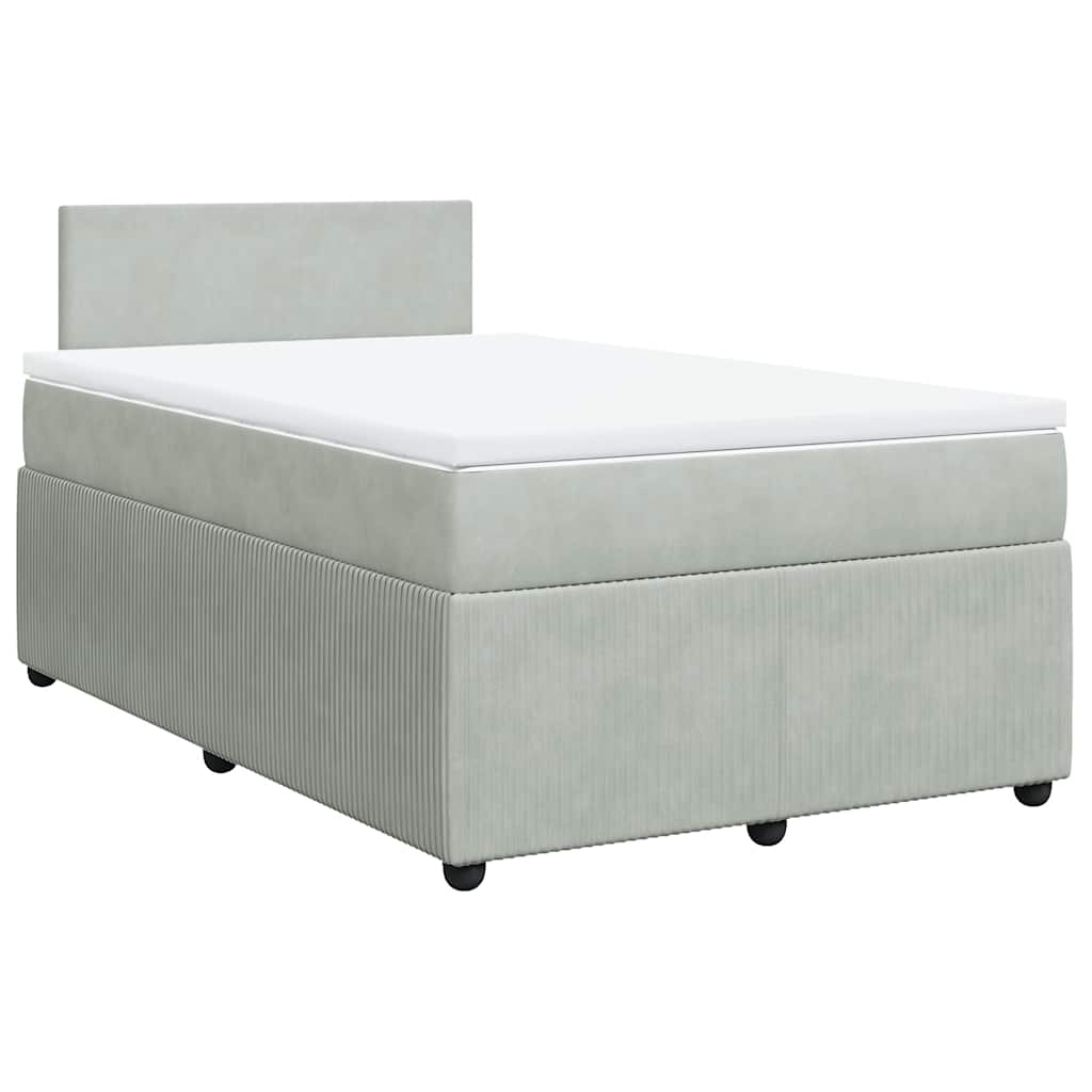Box spring krevet s madracem svjetlosivi 120x200 cm baršunasti