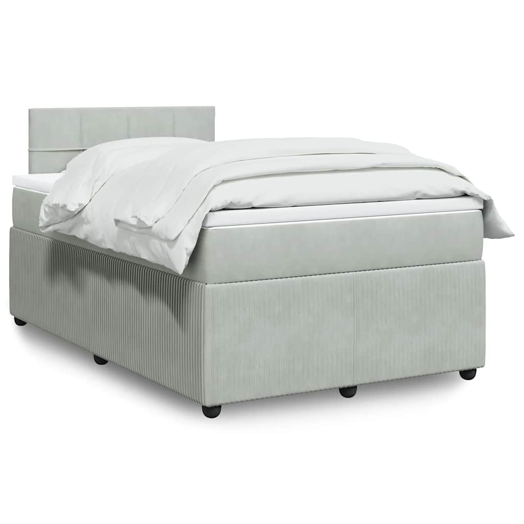 Box spring krevet s madracem svjetlosivi 120x200 cm baršunasti