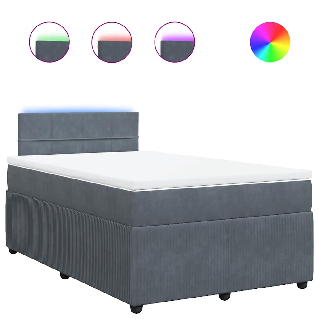 Box spring krevet s madracem tamnosivi 120 x 200 cm baršunasti
