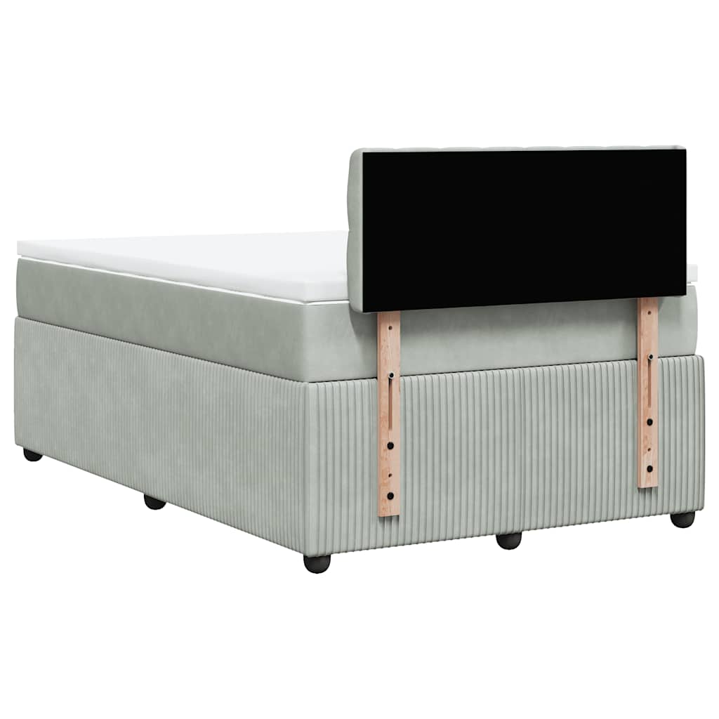 Box spring krevet s madracem svjetlosivi 120x200 cm baršunasti
