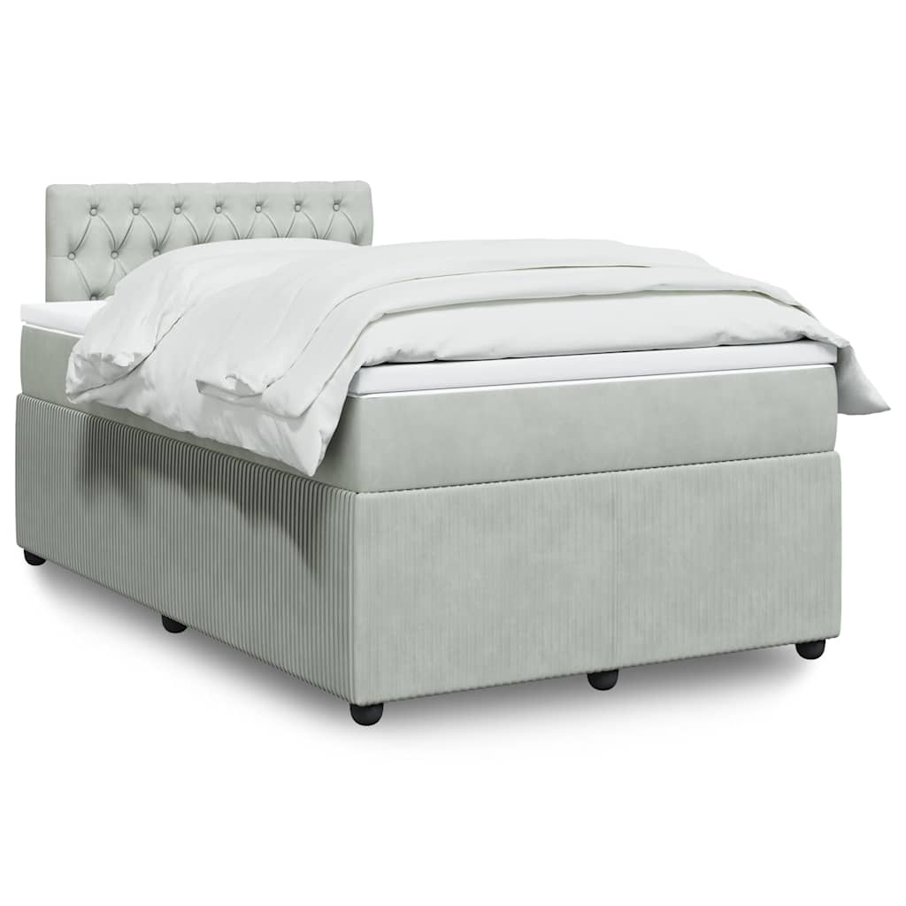 Box spring krevet s madracem svjetlosivi 120x200 cm baršunasti