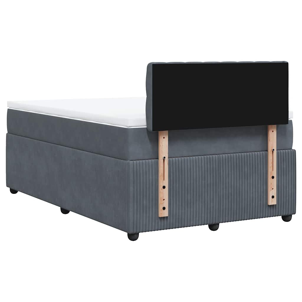 Box spring krevet s madracem tamnosivi 120 x 200 cm baršunasti