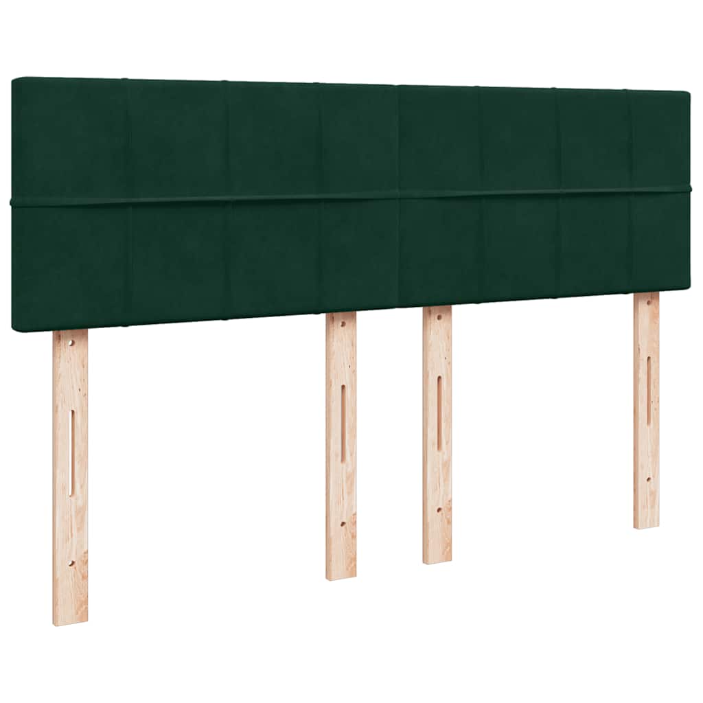 Krevet s oprugama i madracem tamnozeleni 140x190 cm baršunasti
