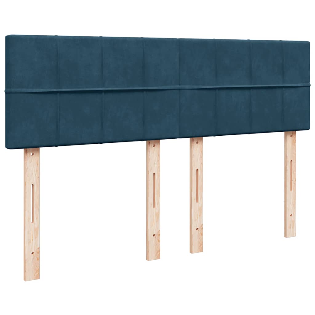 Krevet box spring s madracem plavi 160 x 200 cm baršunasti