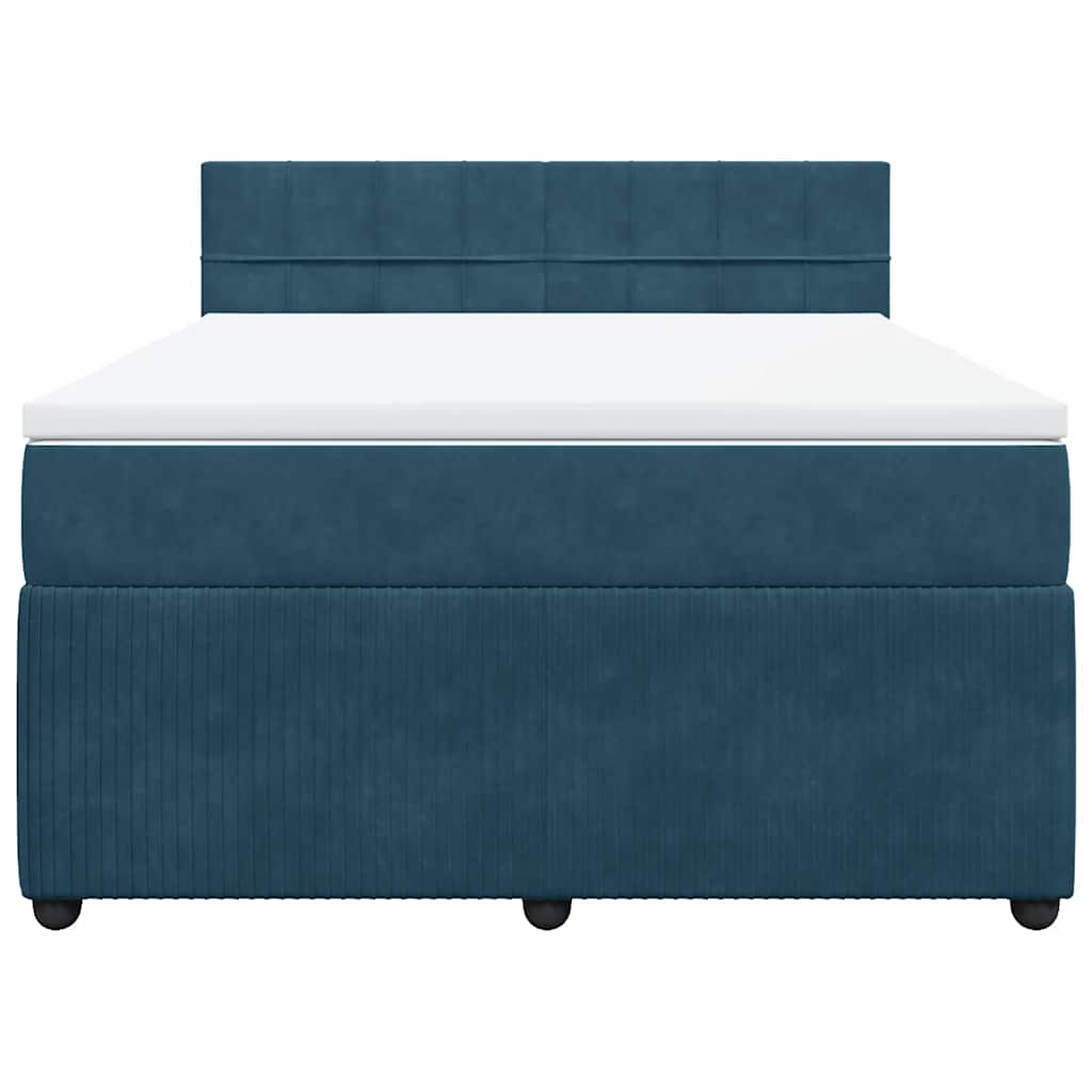 Krevet box spring s madracem plavi 160 x 200 cm baršunasti