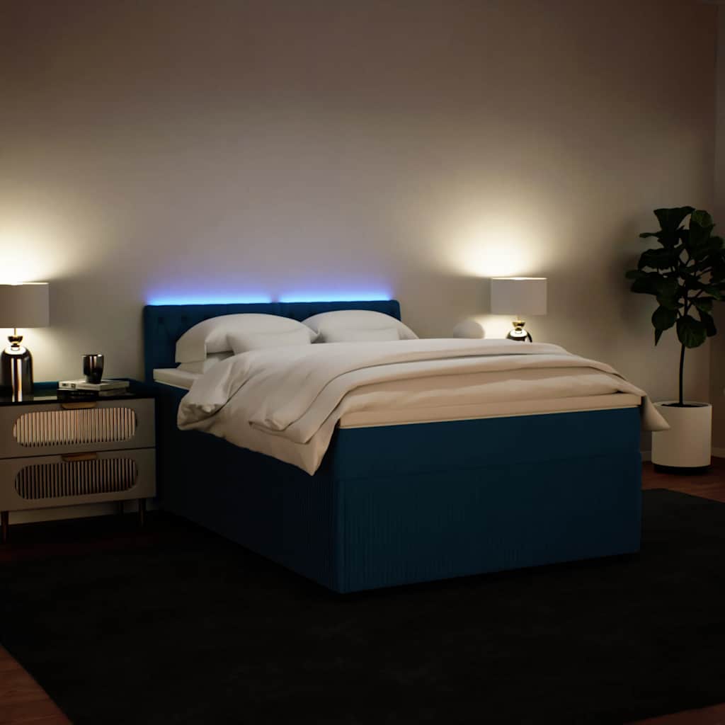Krevet box spring s madracem plavi 160 x 200 cm baršunasti