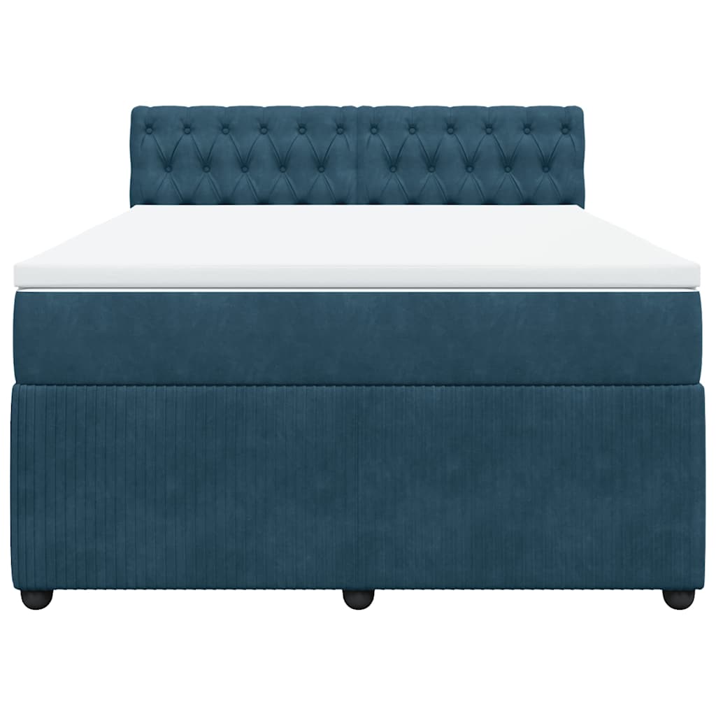 Krevet box spring s madracem plavi 160 x 200 cm baršunasti