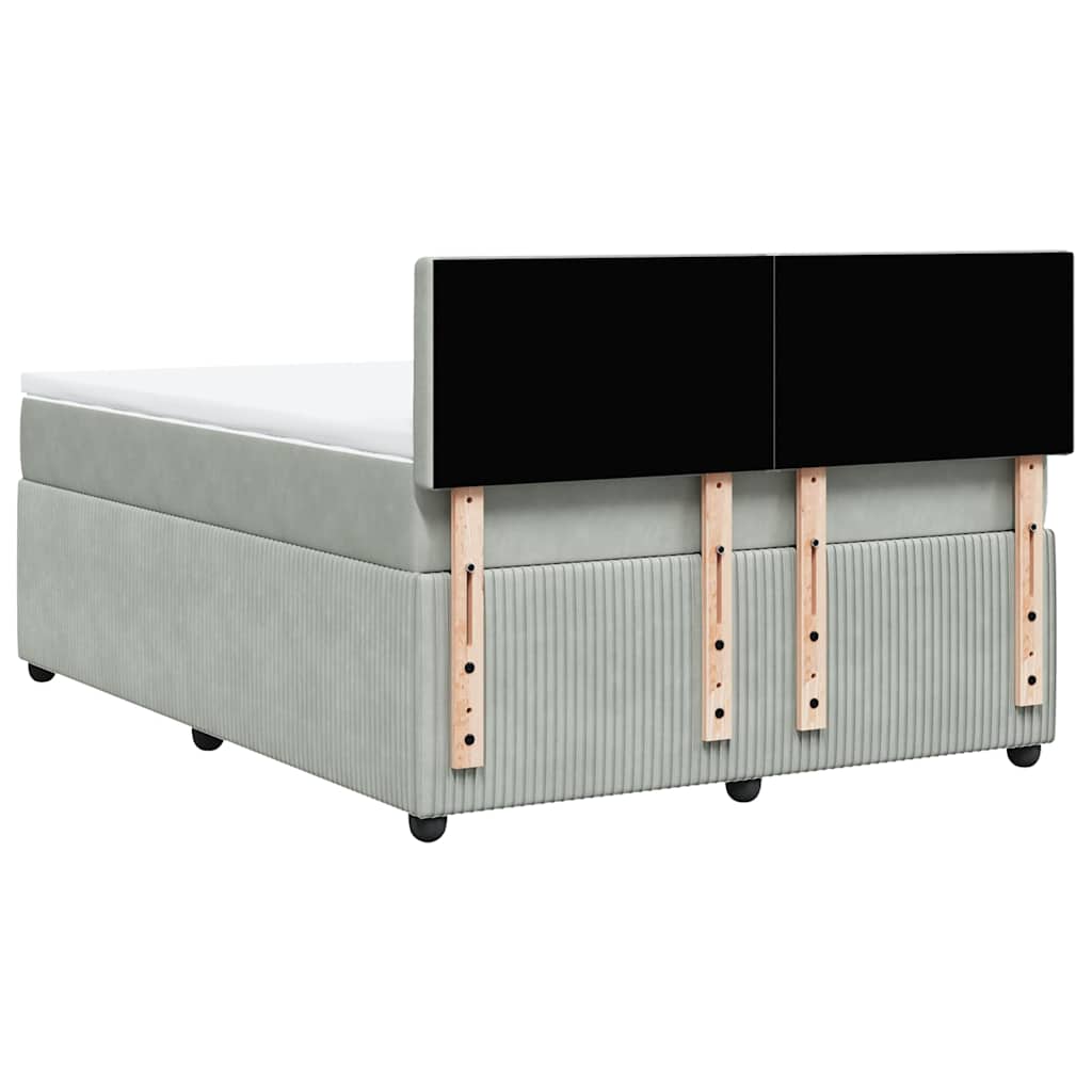 Krevet s oprugama i madracem svjetlosivi 160x200 cm baršunasti