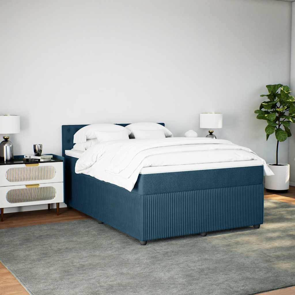Krevet box spring s madracem plavi 160 x 200 cm baršunasti