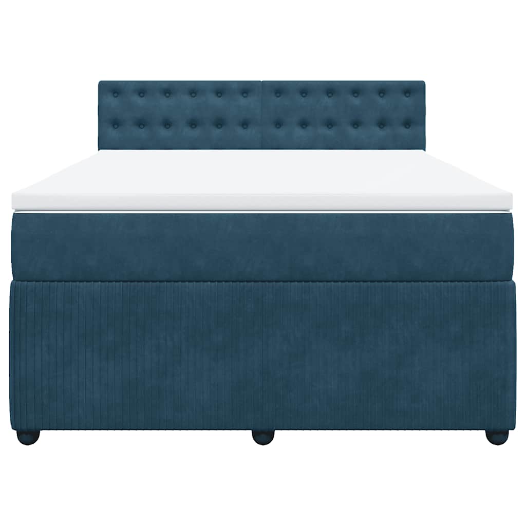 Krevet box spring s madracem plavi 160 x 200 cm baršunasti