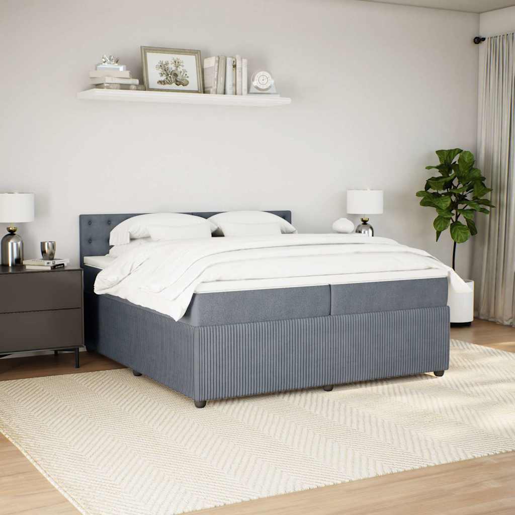 Krevet s oprugama i madracem tamnosivi 200x200 cm baršunasti