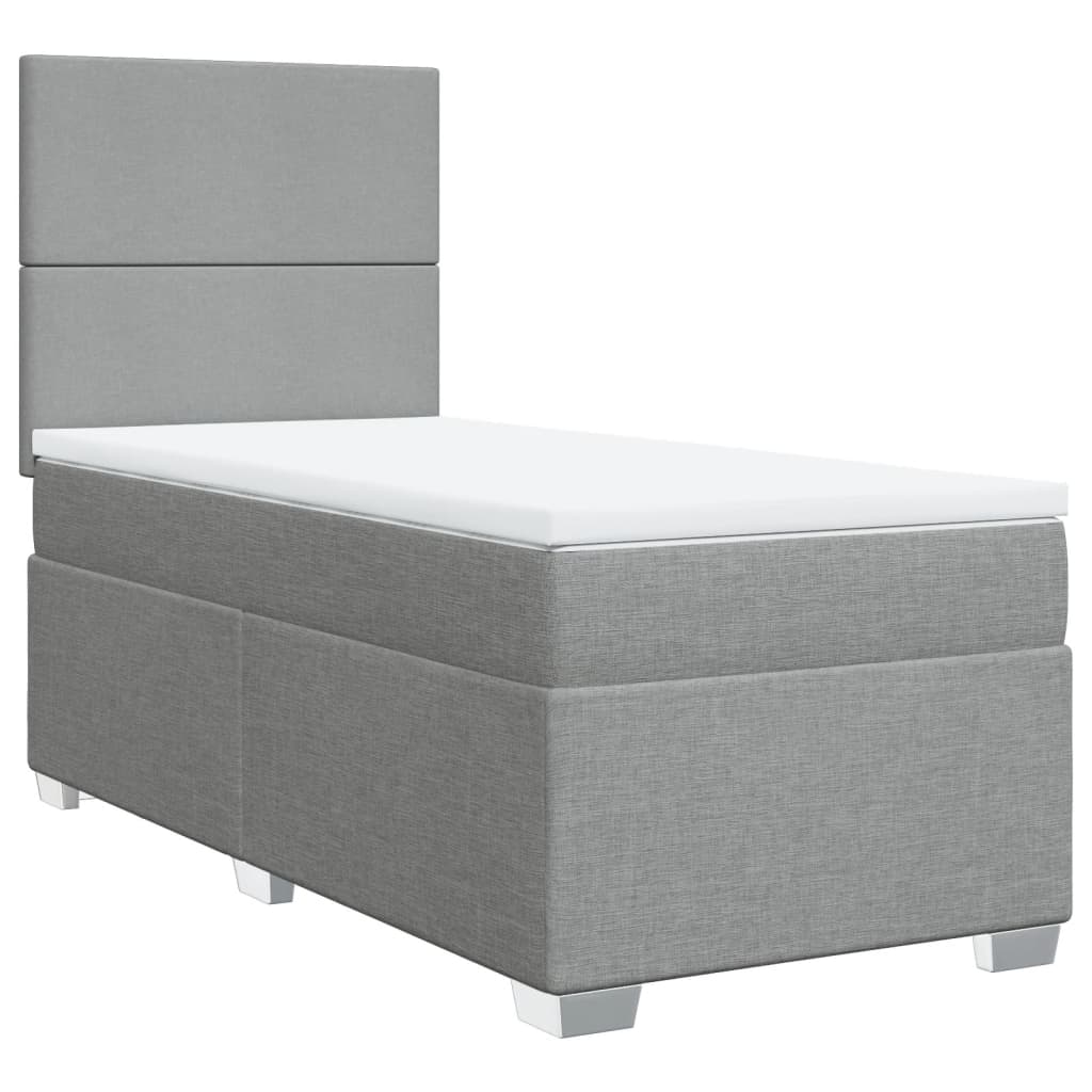 Box spring krevet s madracem svjetlosivi 90x190 cm od tkanine