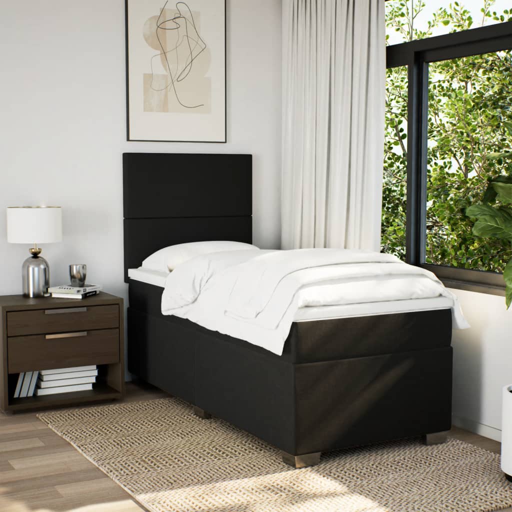 Box spring krevet s madracem crni 90x190 cm od tkanine