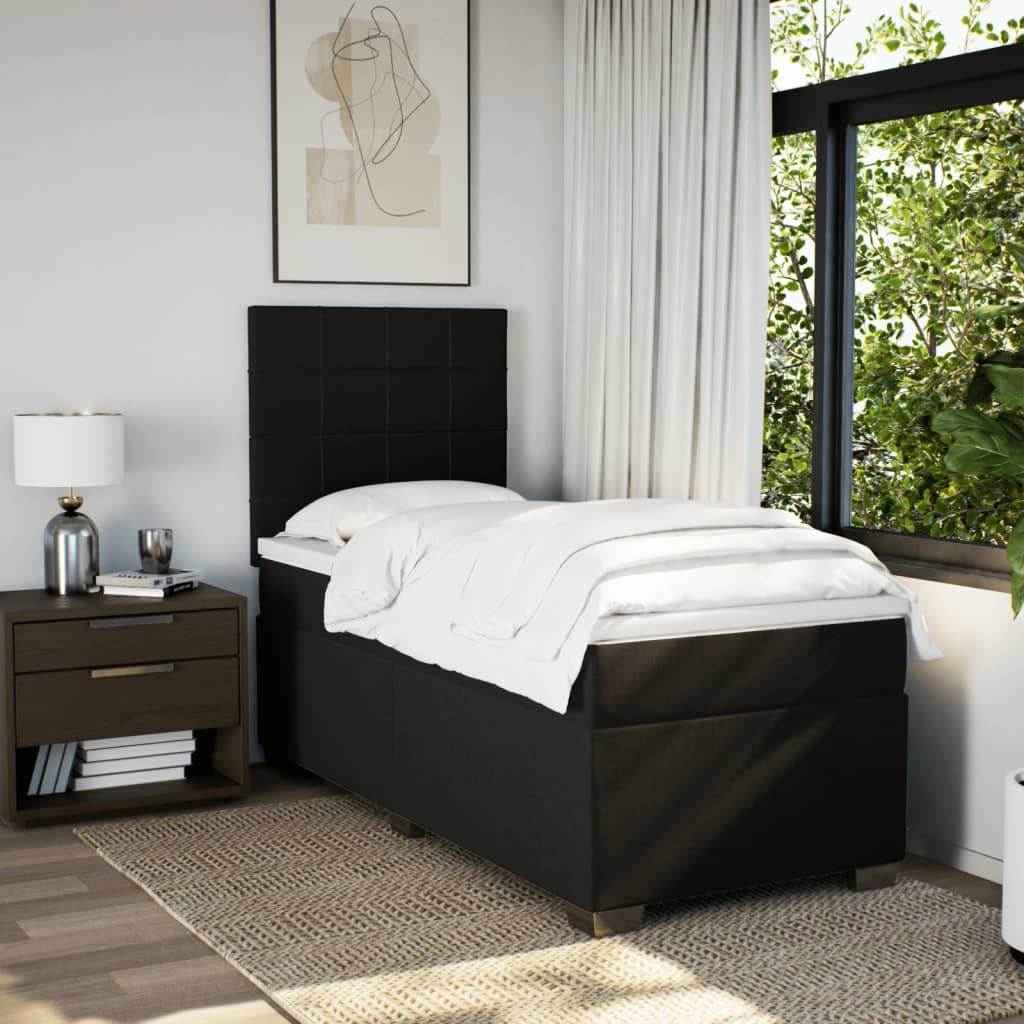 Box spring krevet s madracem crni 90x190 cm od tkanine