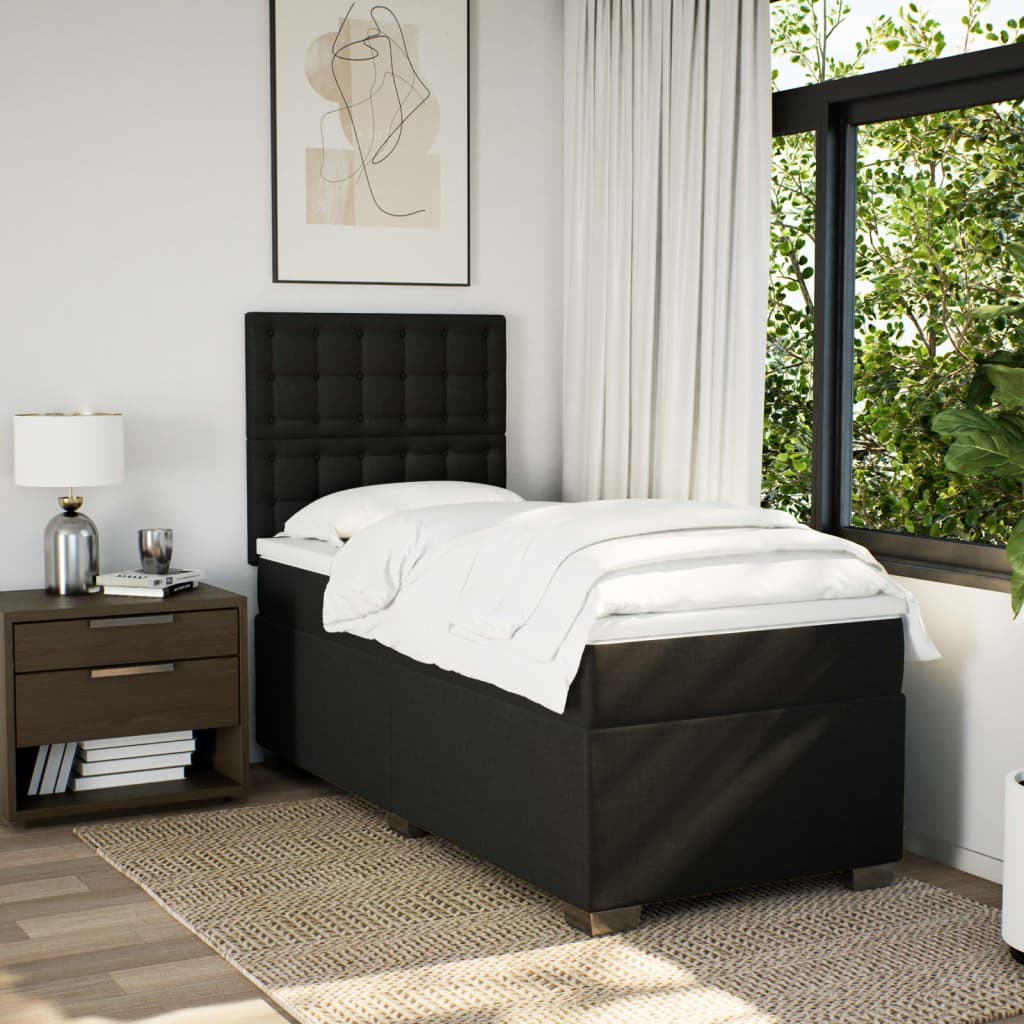 Box spring krevet s madracem crni 90x190 cm od tkanine