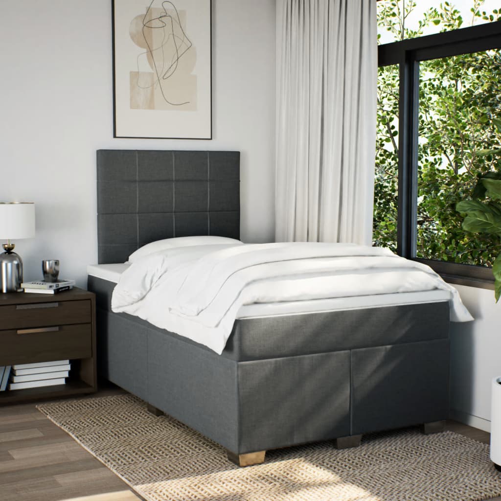 Krevet box spring s madracem tamnosivi 120 x 190 cm tkanina