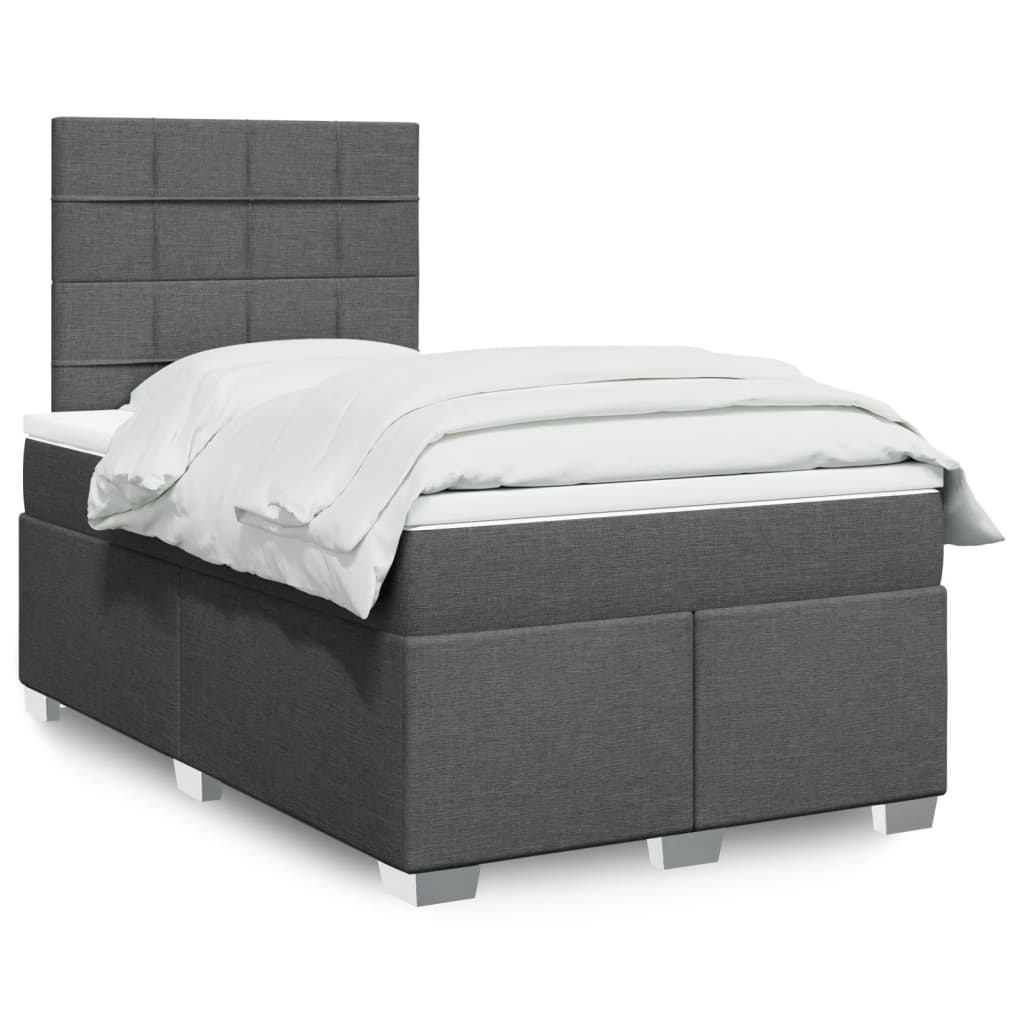 Krevet box spring s madracem tamnosivi 120 x 190 cm tkanina