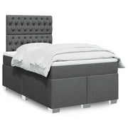 Krevet box spring s madracem tamnosivi 120 x 190 cm tkanina