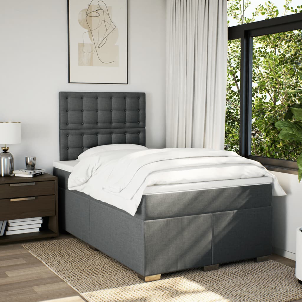 Krevet box spring s madracem tamnosivi 120 x 190 cm tkanina