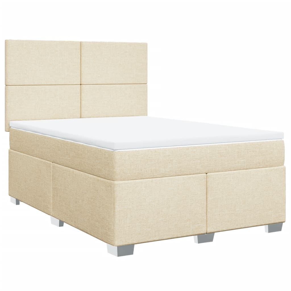 Krevet s oprugama i madracem krem 140 x 190 cm od tkanine