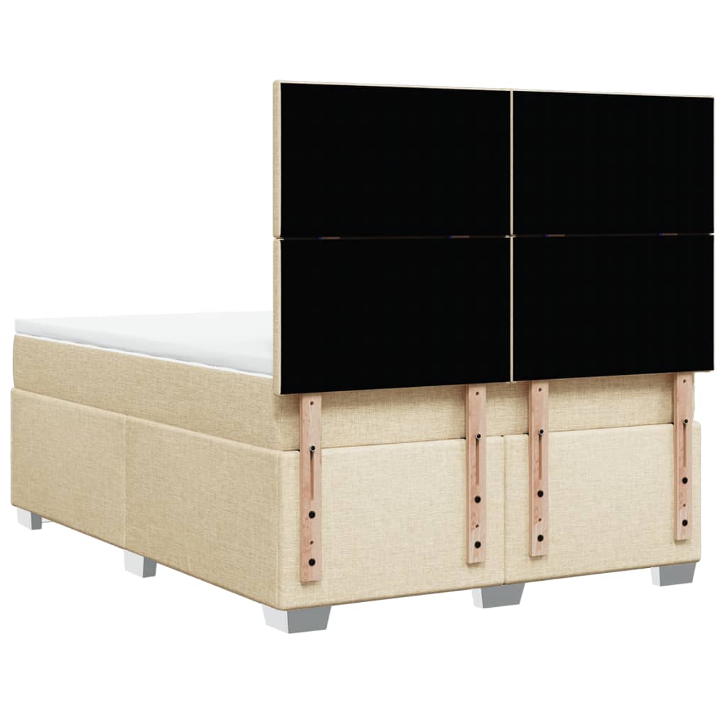 Krevet s oprugama i madracem krem 140 x 190 cm od tkanine