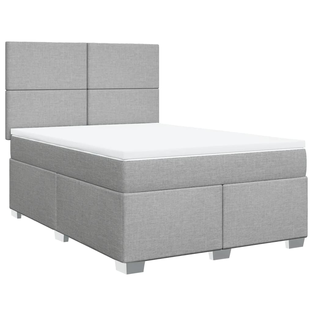 Krevet box spring s madracem svjetlosivi 140x200 cm od tkanine